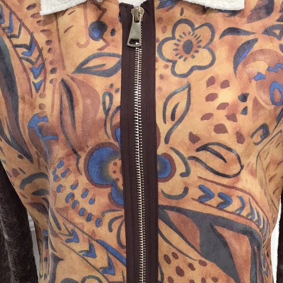 NWOT. K-I-K-I-T Printed Suede Knit Jacket - Picture 3 of 11